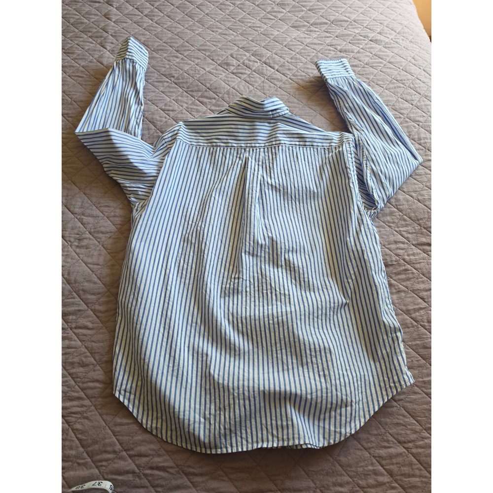 Ralph Lauren Striped Blue White Marine Embroidered Monogram Pocket Shirt sz 12P - Picture 7 of 7